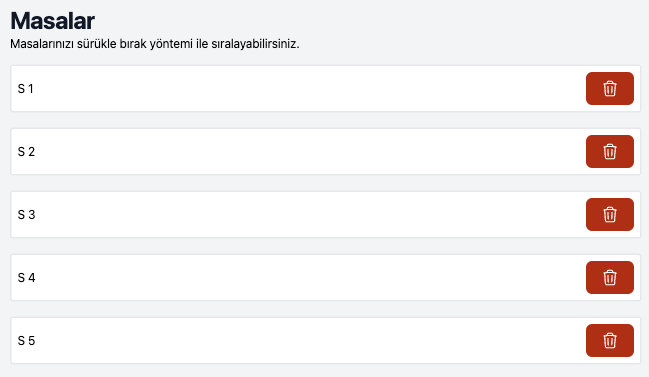 Masa Yönetimi