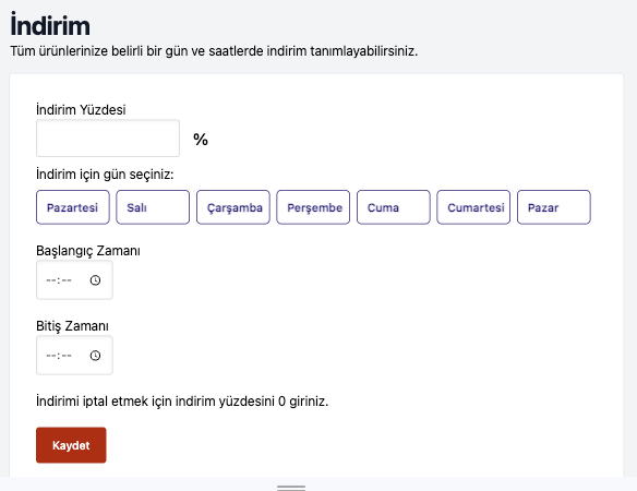 İndirim Tanımlama